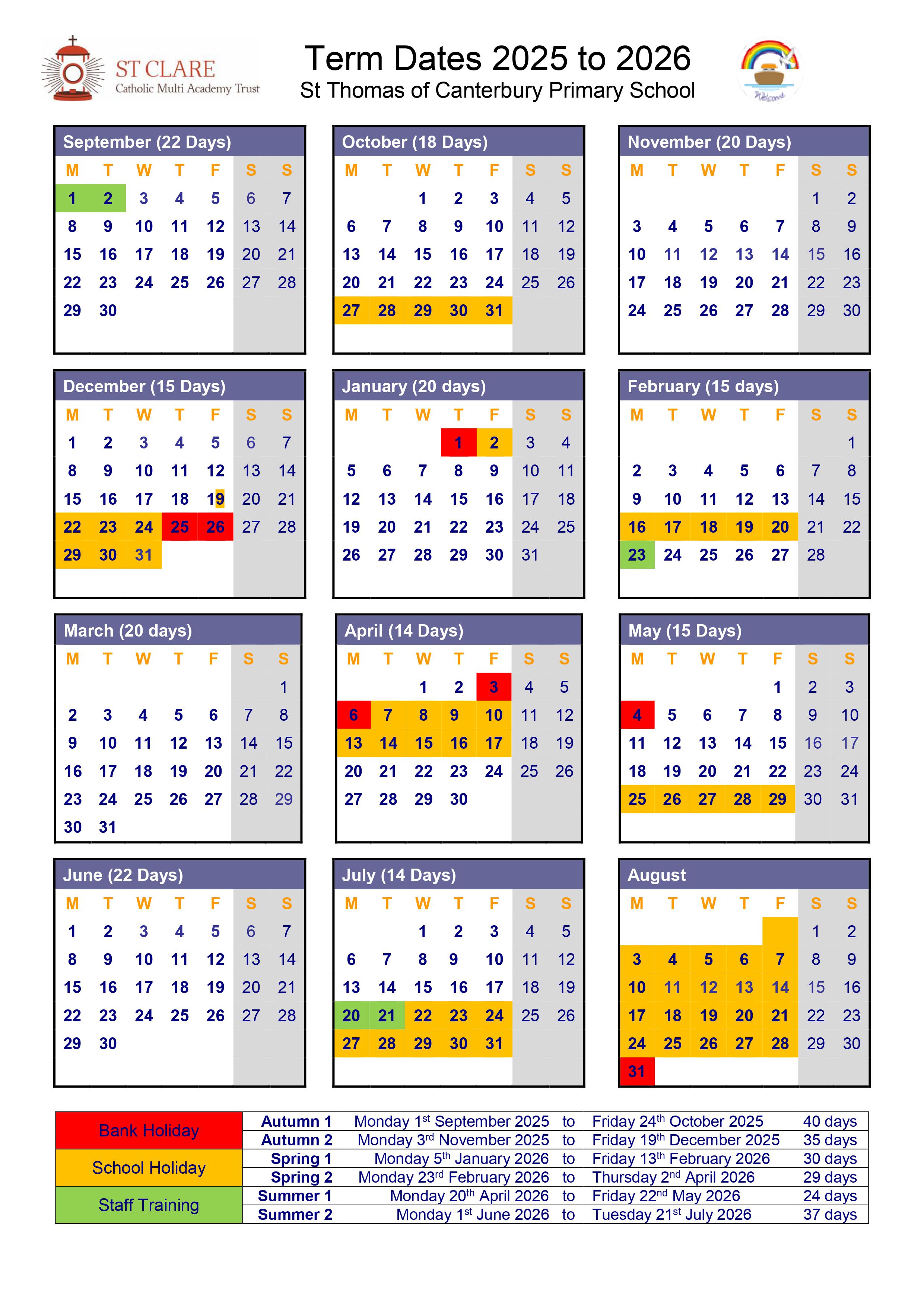 Holidays 2025 26