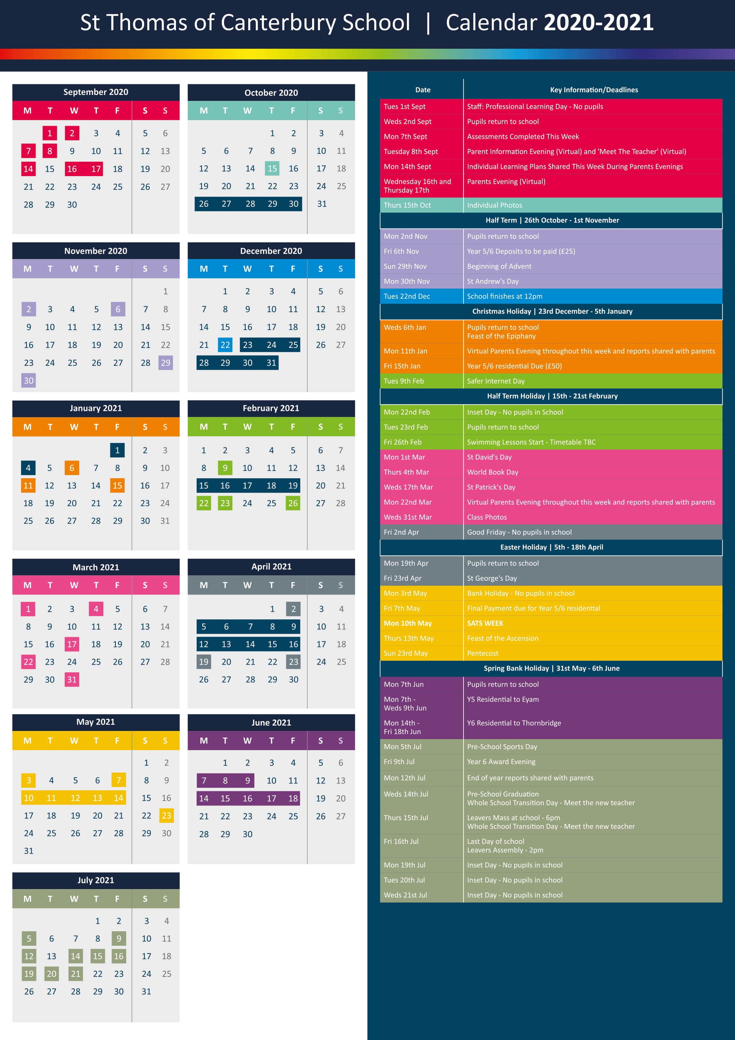 Term Dates St Thomas of Canterbury School